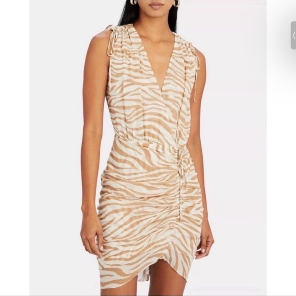 Veronica Beard Soheyla Silk Dress Women’s Size 0‎ Mini Zebra Print Cream
